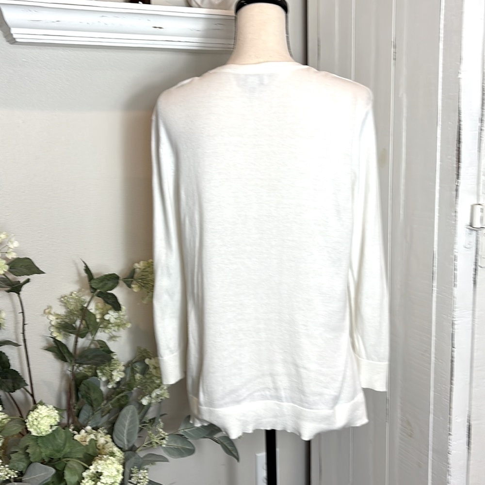 LOFT Outlet White Women's Cardigan Large - Picture 2 of 4